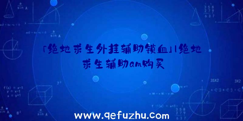 「绝地求生外挂辅助锁血」|绝地求生辅助am购买